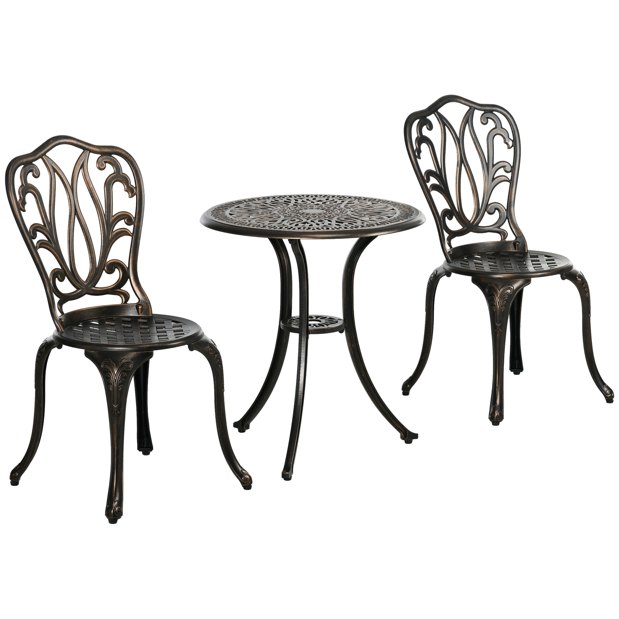 Outsunny Gartenmöbel Set 2-Sitzer 2 Stühle + Runder Tisch im Retro-Schmiede günstig online kaufen