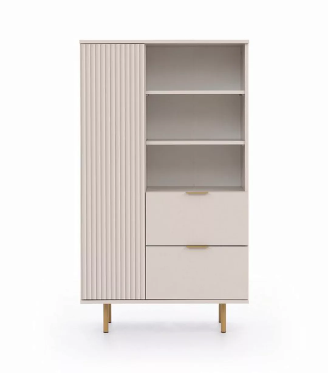 Furnix Standvitrine Bücherregal Mortia R1D2SZ mit 2 Schubladen Metallfüße K günstig online kaufen