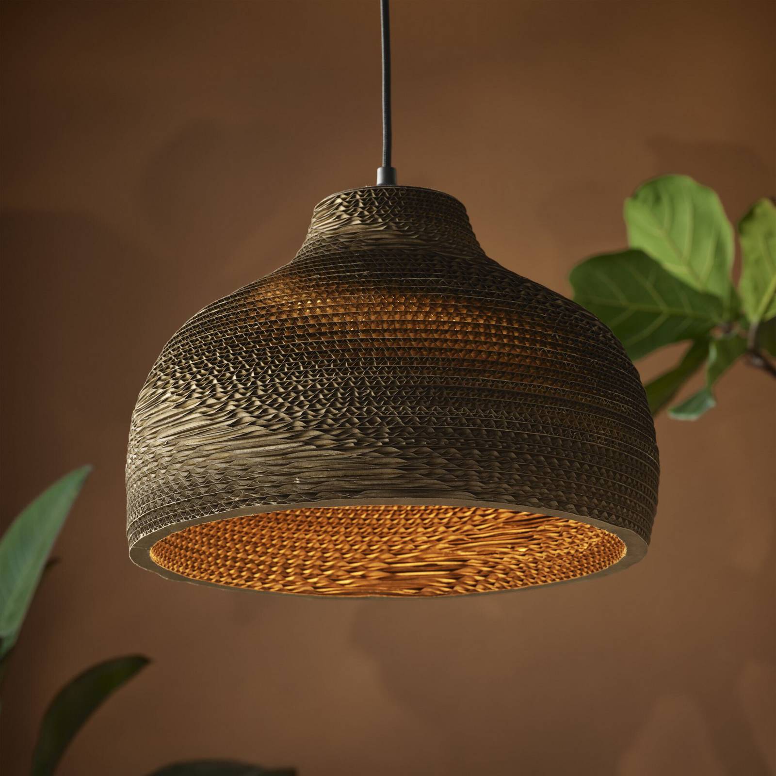 OSRAM Hängeleuchte HAT, braun, Ø 36 cm, Wellpappe, E27 günstig online kaufen
