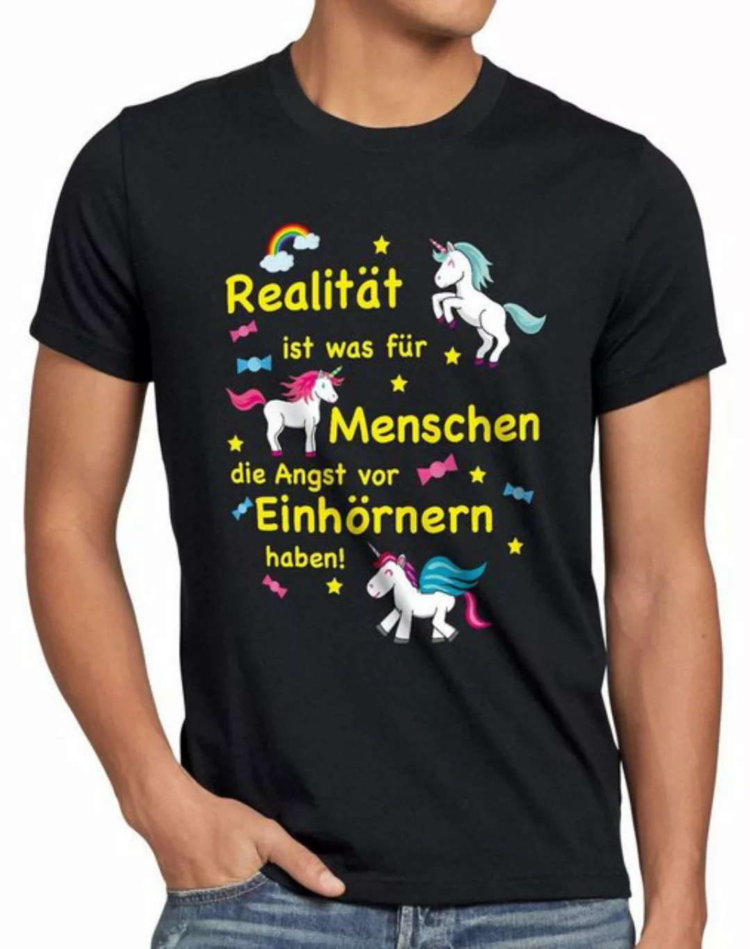 style3 Print-Shirt Herren T-Shirt Realität ist für Menschen Angst Einhörner günstig online kaufen