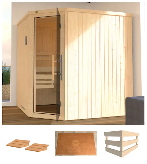 Weka Element-Ecksauna Varberg Glastür 194 x 194 x 199 cm günstig online kaufen