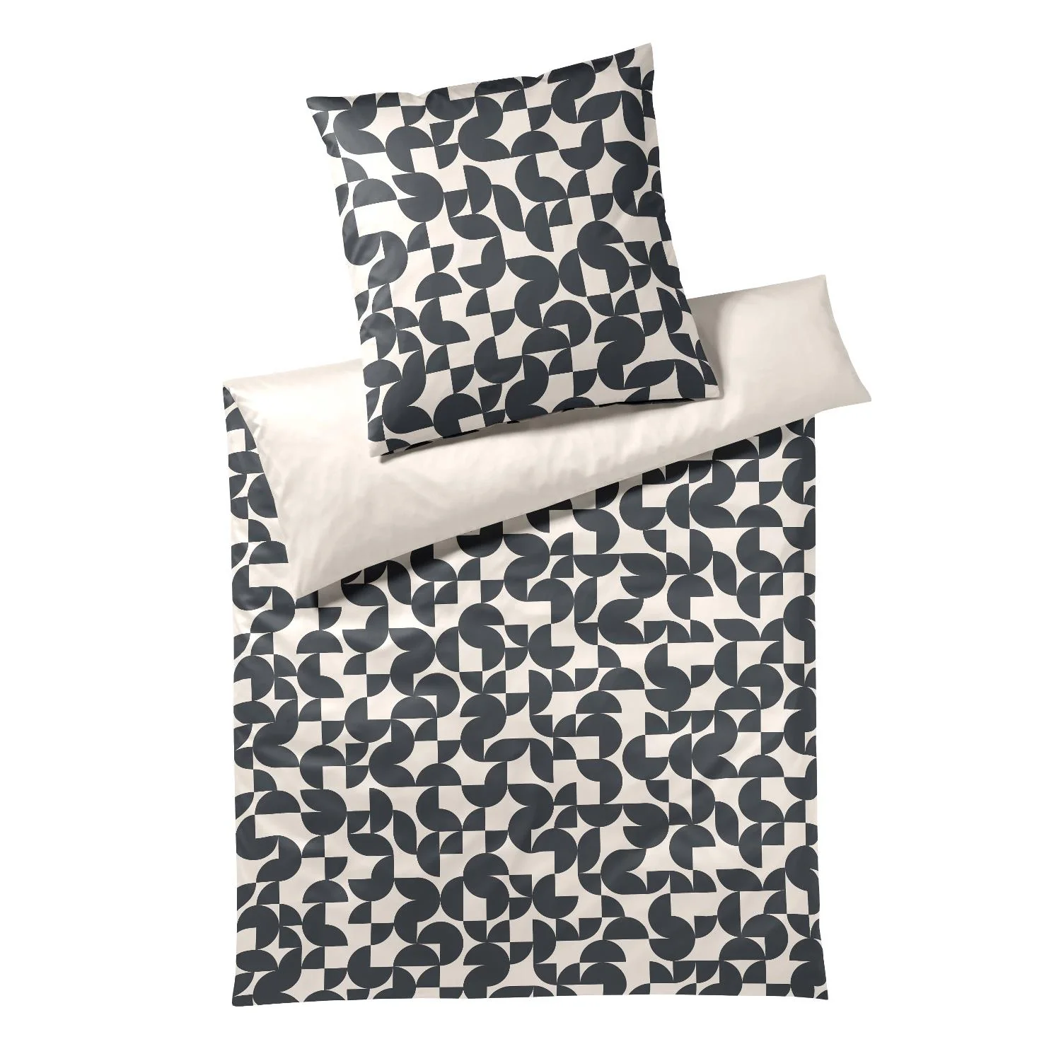 Elegante Mako Satin Bettwäsche Studio Graphic 24533-9 Grau 135x200 günstig online kaufen