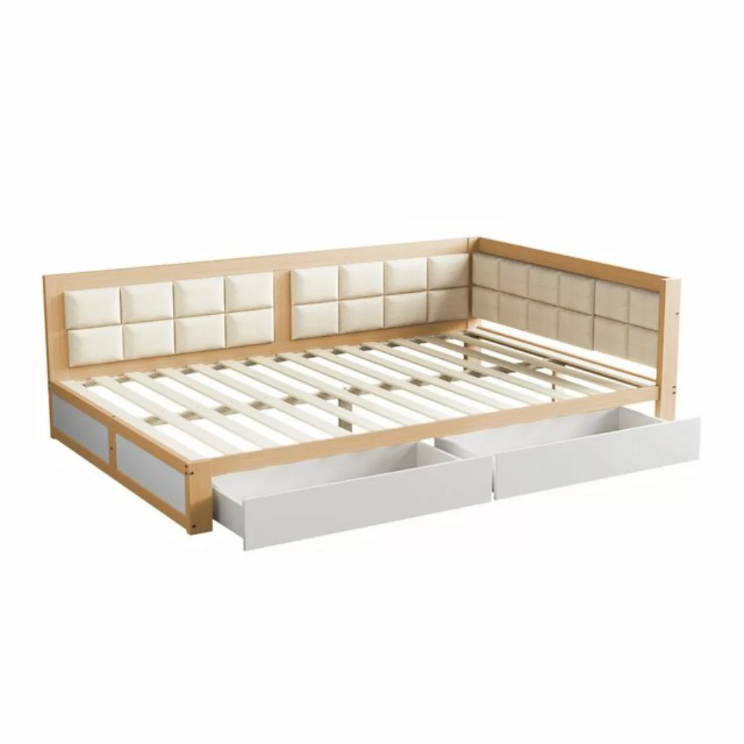 Rutaqian Daybed Sofa Holzbett 140x200 Multifunktionsbett, weiche Rückenlehn günstig online kaufen