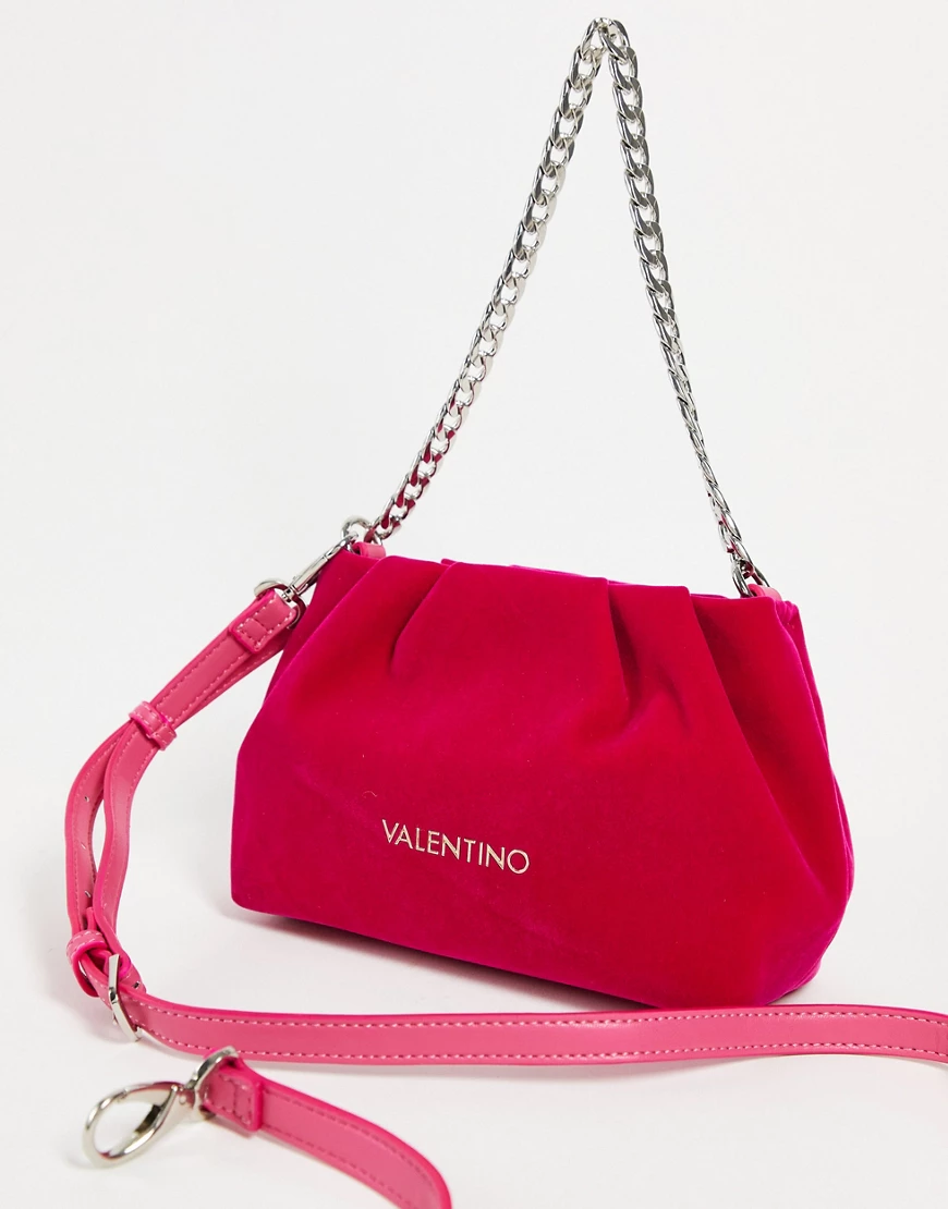 Valentino Bags – Pappelgesäumt- Mini Tasche aus Samt mit Rüschen in Fuchsia günstig online kaufen