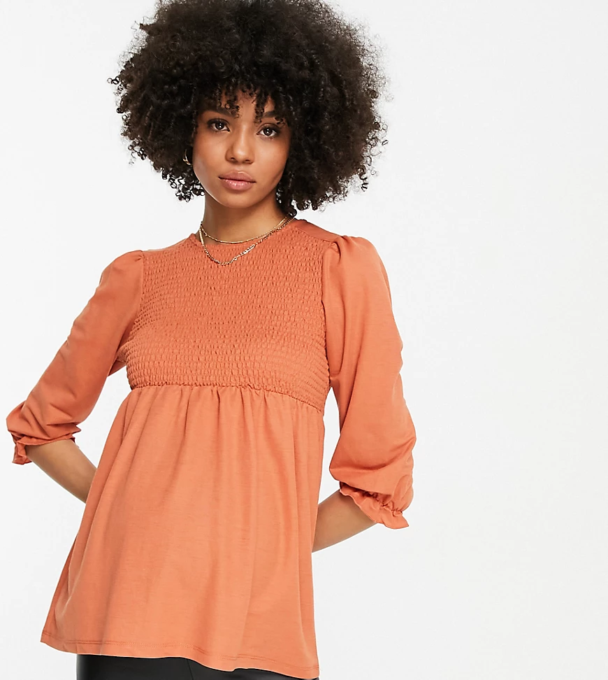 Mamalicious Umstandsmode – Schößchenbluse in Orange günstig online kaufen