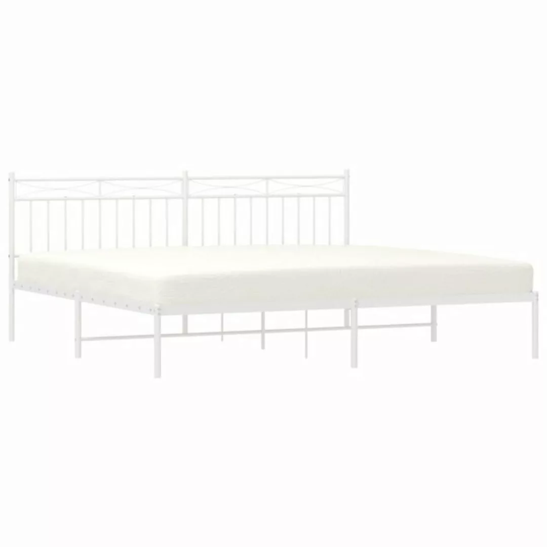 vidaXL Bett Bettgestell mit Kopfteil Metall Weiß 200x200 cm günstig online kaufen