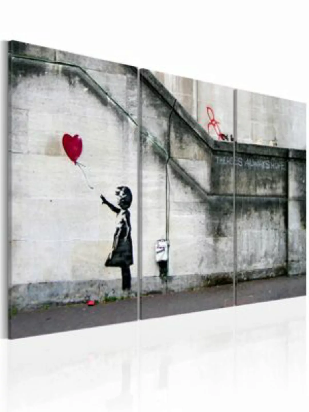 artgeist Wandbild Hoffnung gibt es immer (Banksy) - Triptychon rot-kombi Gr günstig online kaufen