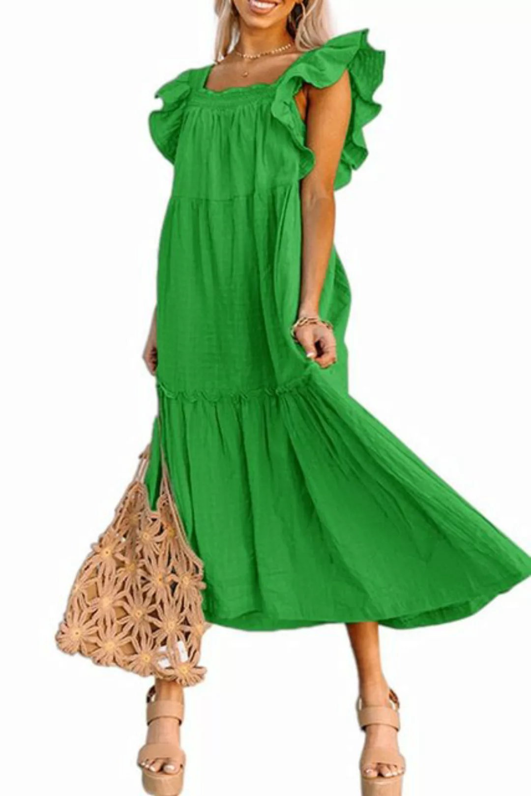 B.X Minikleid Damen Sommerkleid mit quadratischem Kragen,One-Shoulder-Kleid günstig online kaufen