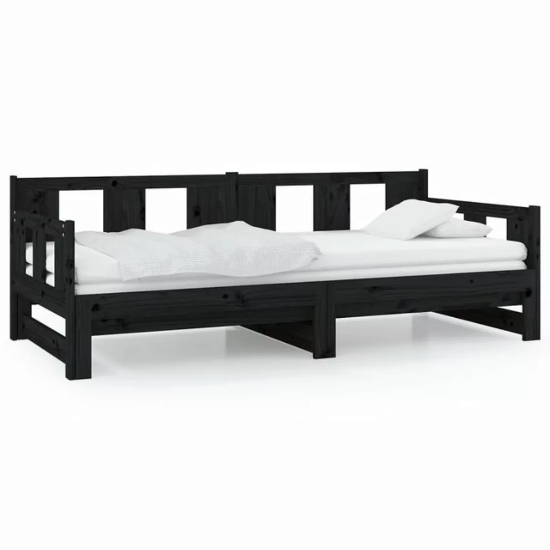 furnicato Bett Tagesbett Ausziehbar Schwarz Massivholz Kiefer 2x(80x200) cm günstig online kaufen