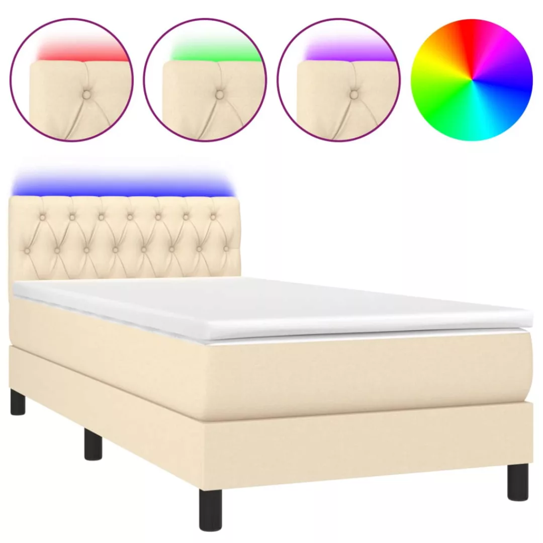Vidaxl Boxspringbett Mit Matratze & Led Creme 100x200 Cm Stoff günstig online kaufen