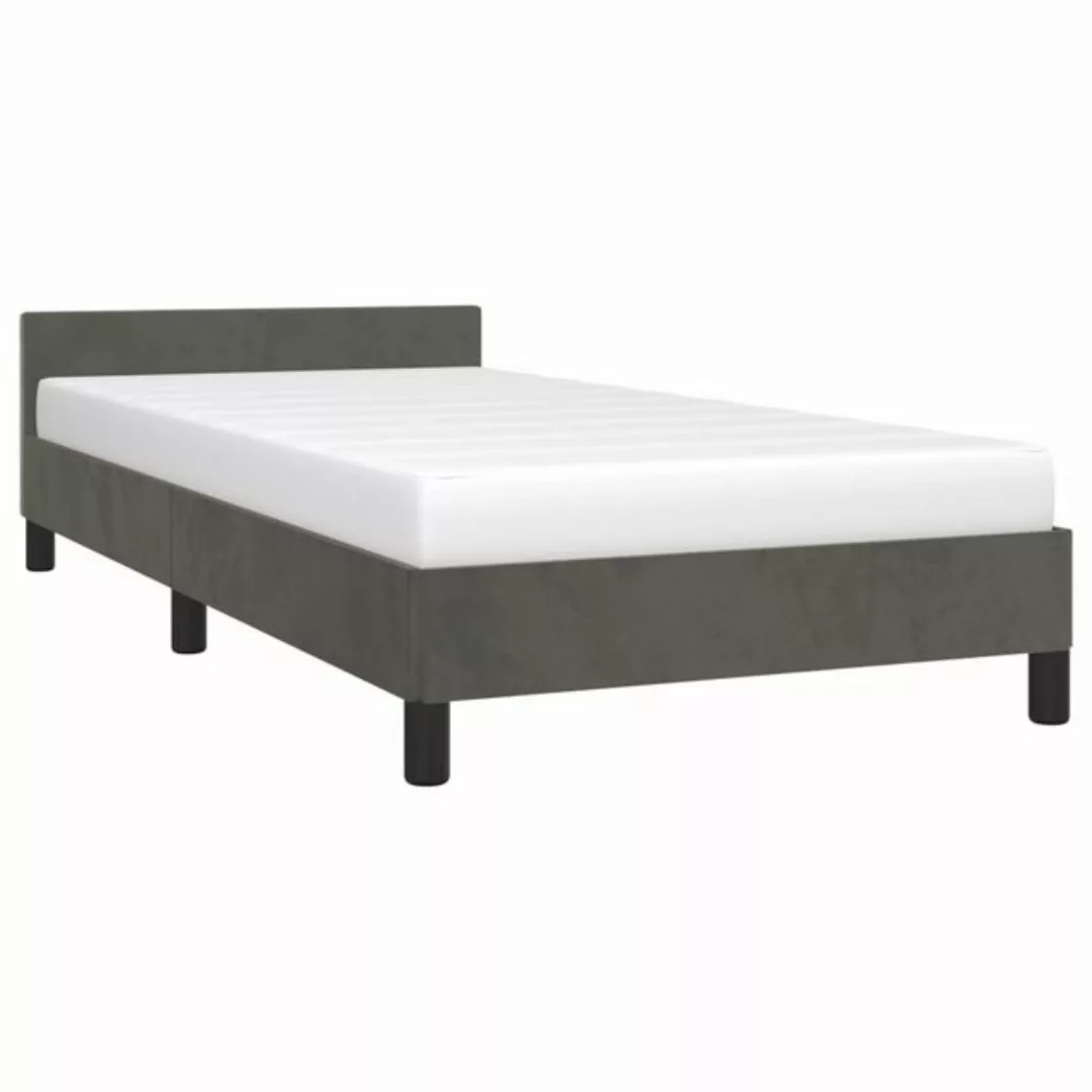 vidaXL Bett Bettgestell mit Kopfteil Dunkelgrau 90x200 cm Samt günstig online kaufen