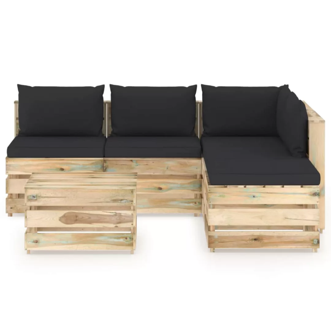 6-tlg. Garten-lounge-set Mit Kissen Grün Imprägniertes Holz günstig online kaufen