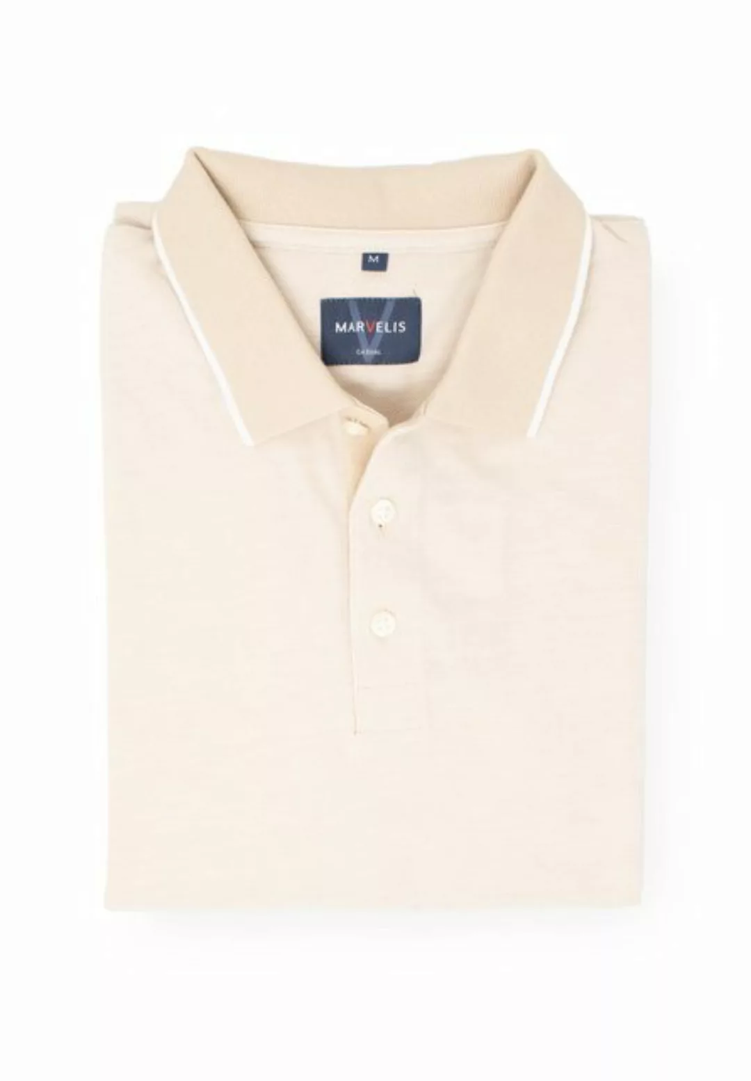 MARVELIS Poloshirt Poloshirt - Piqué - Einfarbig - Hellbeige günstig online kaufen
