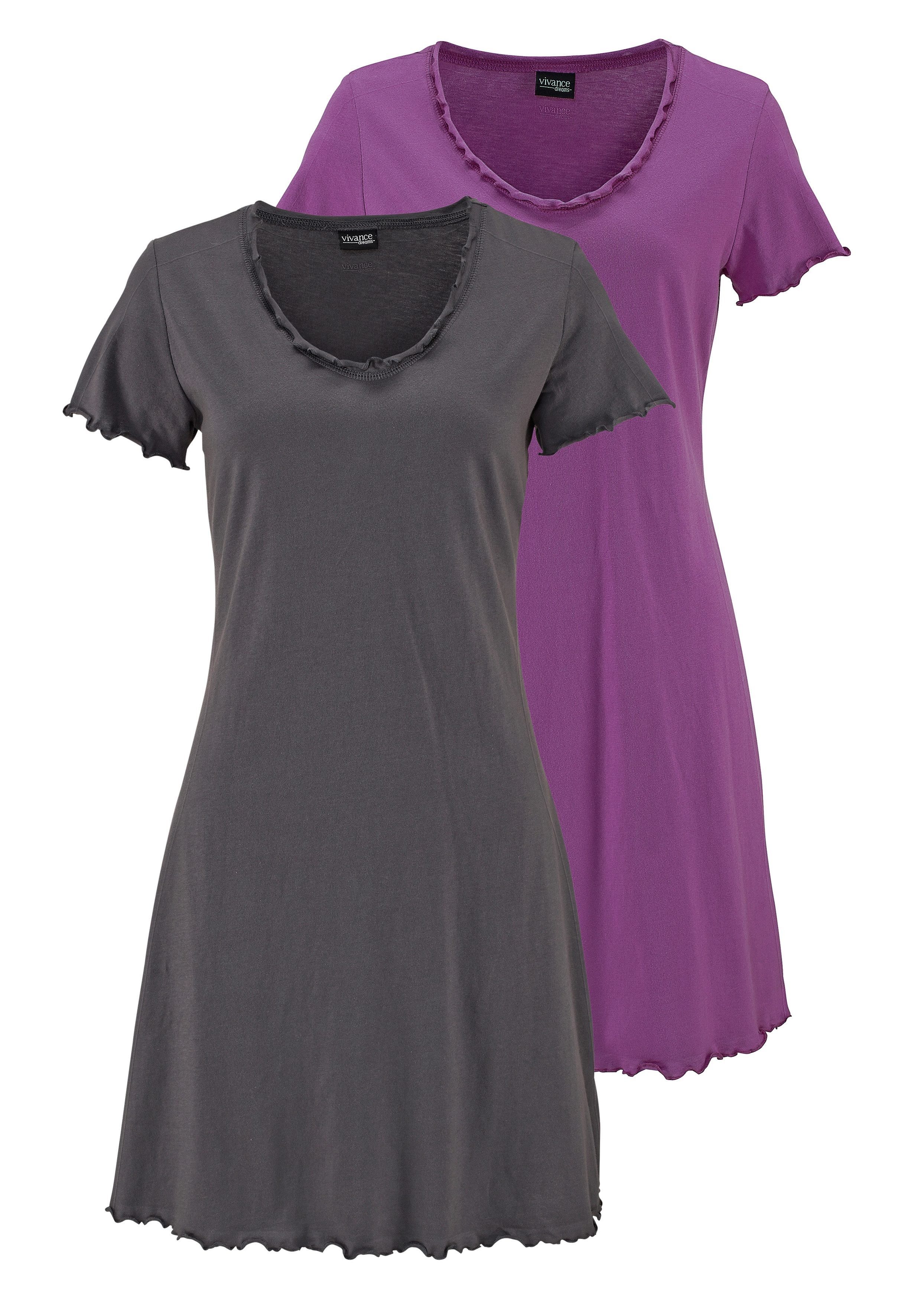 Vivance Dreams Nachthemd (2er-Pack) mit Kräuselrändern günstig online kaufen