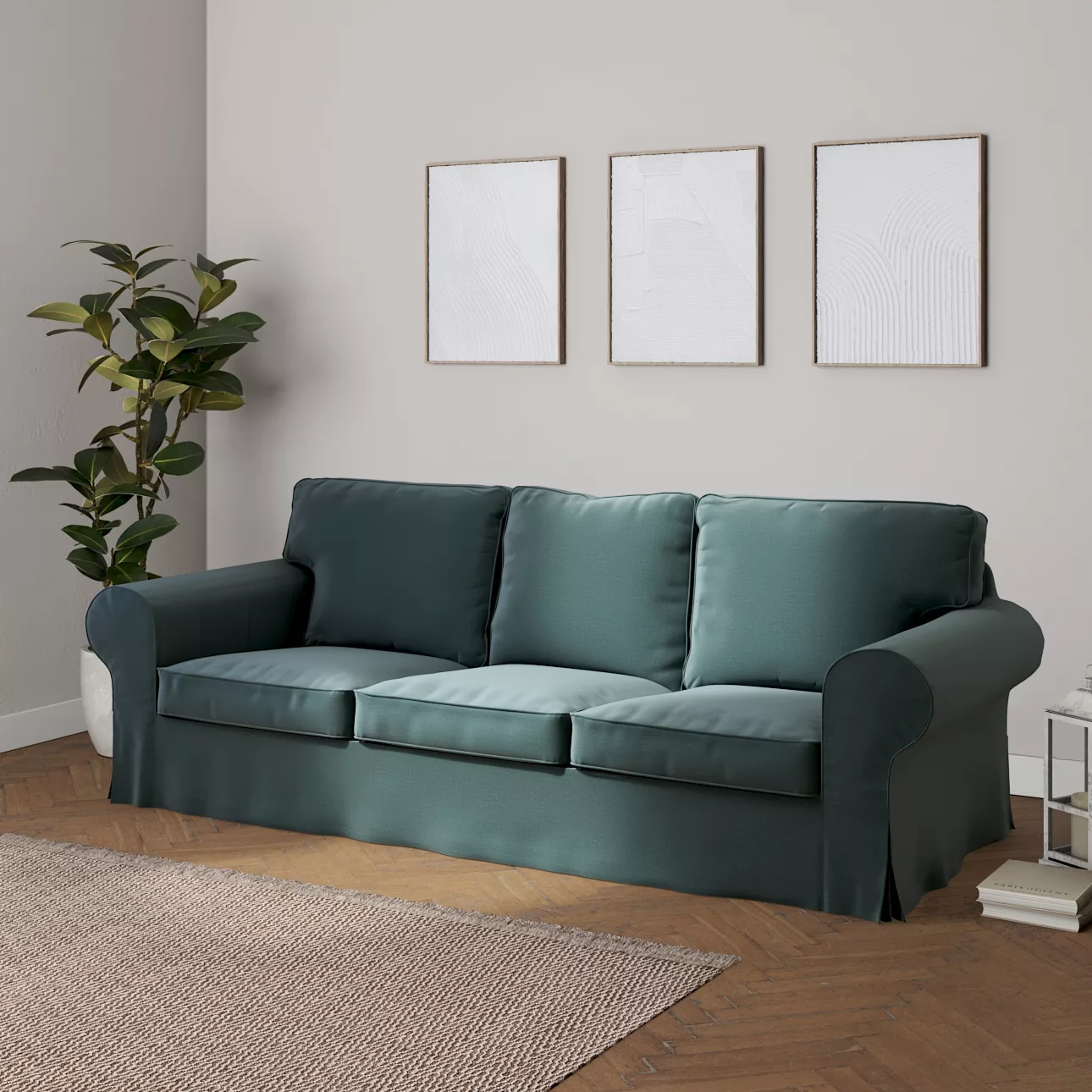 Bezug für Ektorp 3-Sitzer Schlafsofa, ALTES Modell, smaragdgrün, Sofahusse günstig online kaufen