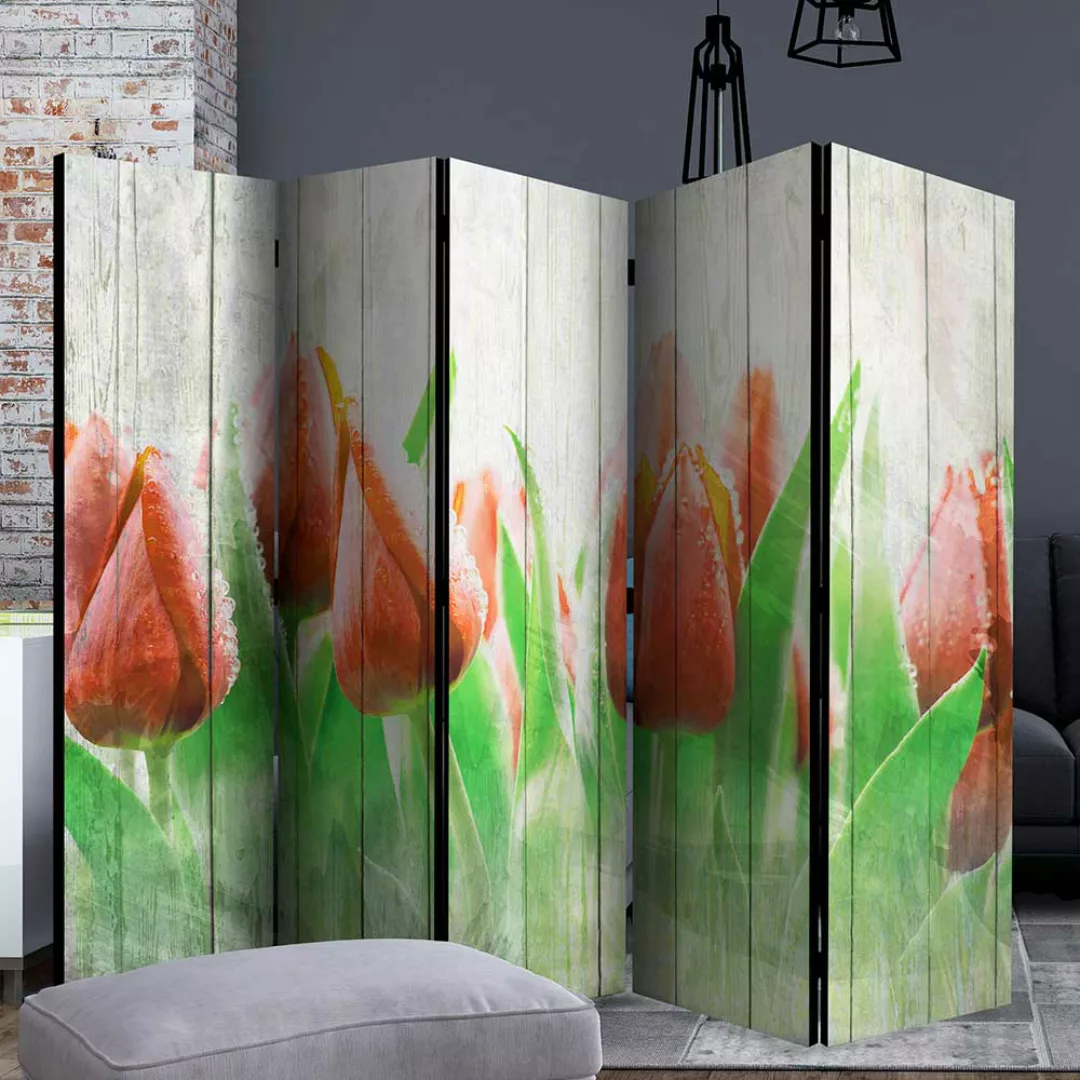 Raumteiler Paravent in Bunt Tulpen Motiv günstig online kaufen