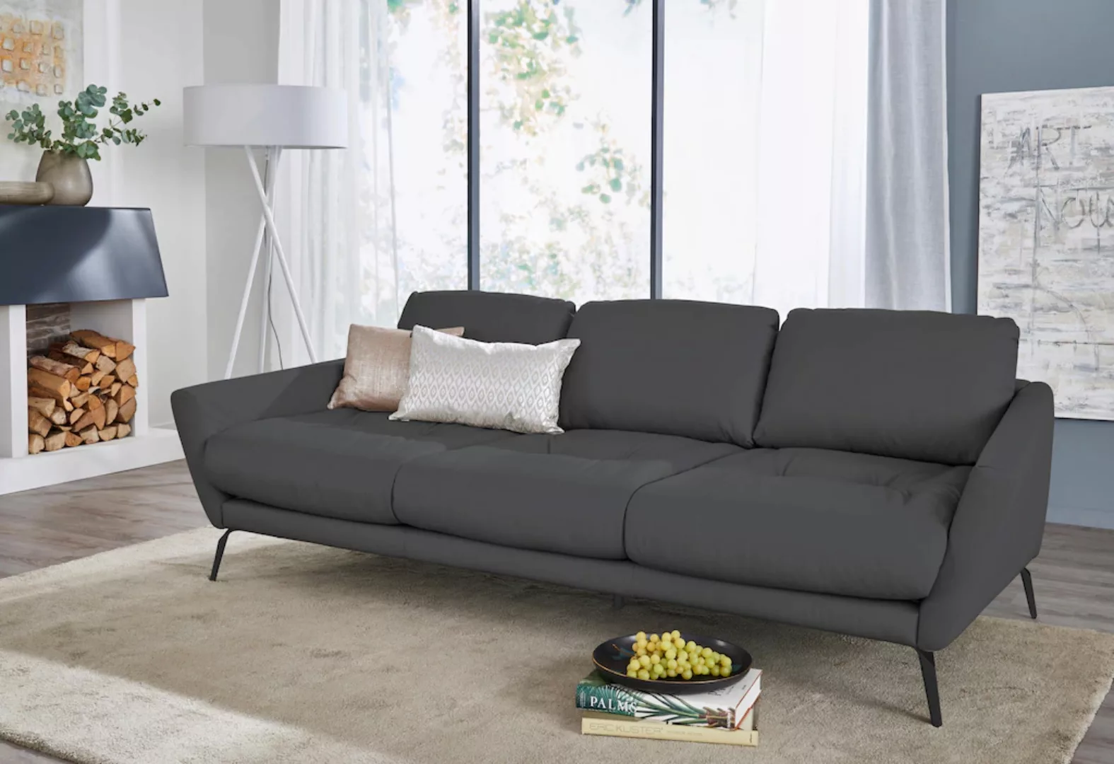 W.SCHILLIG Big-Sofa softy, mit dekorativer Heftung im Sitz, Füße schwarz pu günstig online kaufen