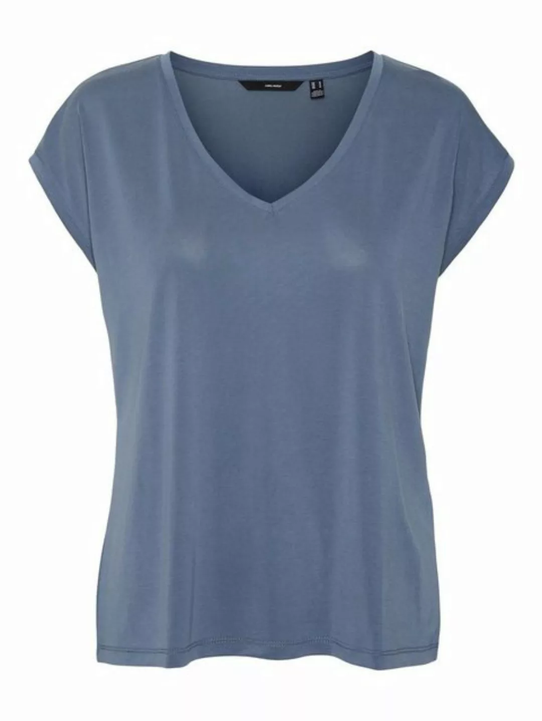 Vero Moda T-Shirt Basic Stretch T-Shirt V-Neck VMFILLI 5282 in Blau günstig online kaufen