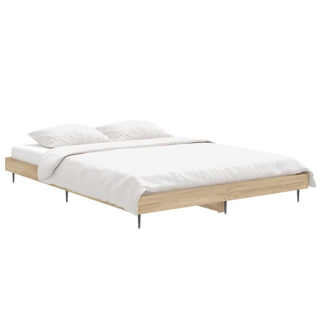 vidaXL Bett Bettgestell Sonoma-Eiche 135x190 cm Holzwerkstoff günstig online kaufen