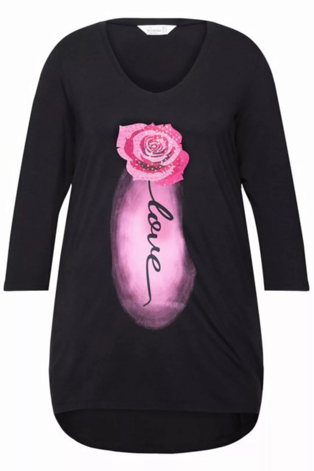 MIAMODA Rundhalsshirt T-Shirt A-Linie Rosen-Motiv 3/4-Ärmel günstig online kaufen