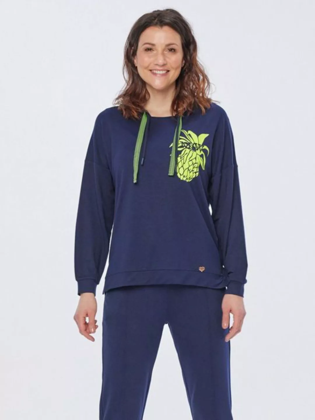 MONACO blue WEEKEND Sweatshirt Langarmbluse figurumspielend mit Ananas-Prin günstig online kaufen