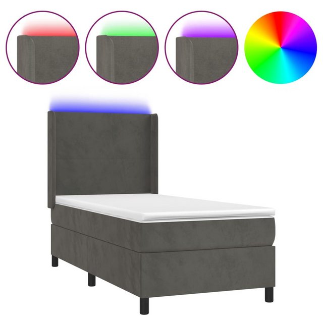 vidaXL Boxspringbett Boxspringbett mit Matratze und LED Samt (100x 200 cm, günstig online kaufen