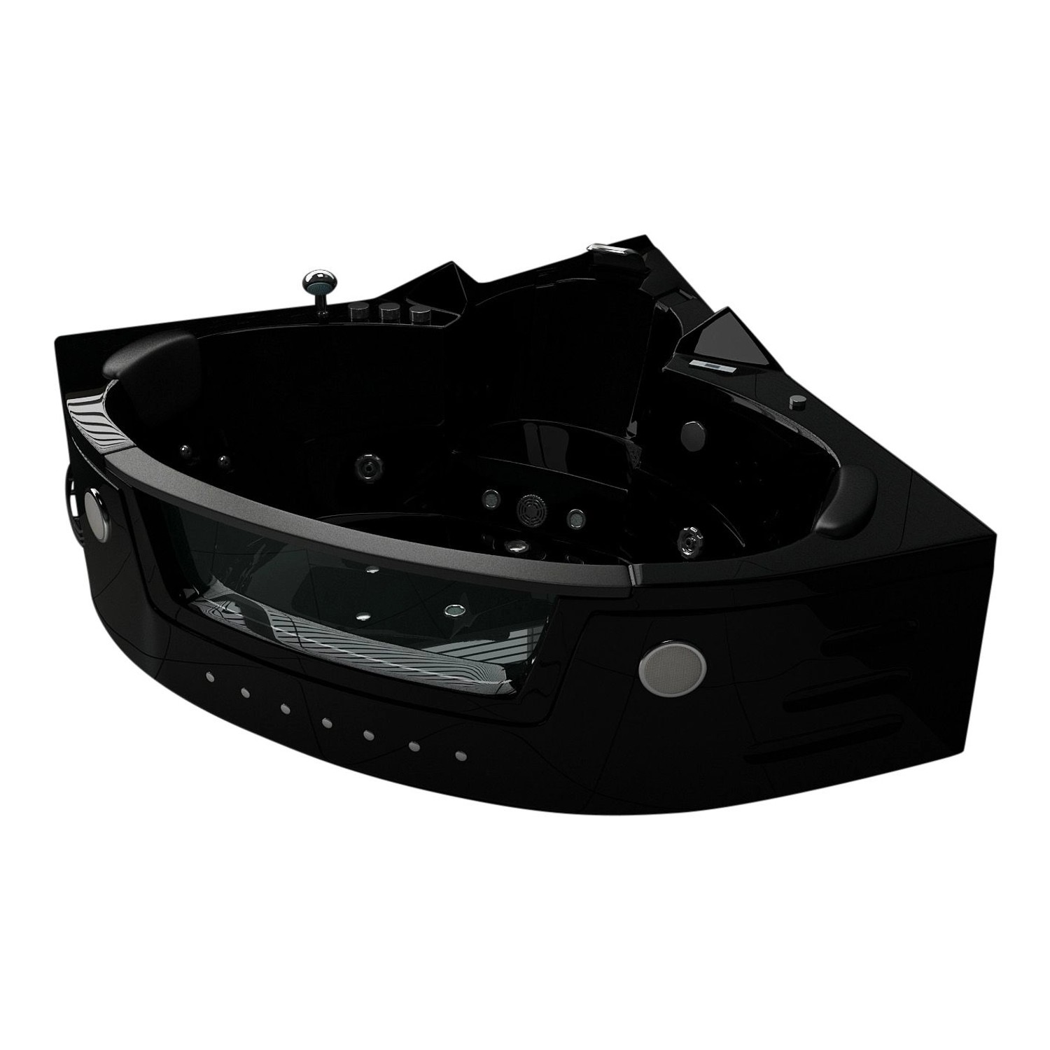 Jet-Line Eckwhirlpool Villa Carlotta 150cm in Schwarz mit Heizung und Unter günstig online kaufen