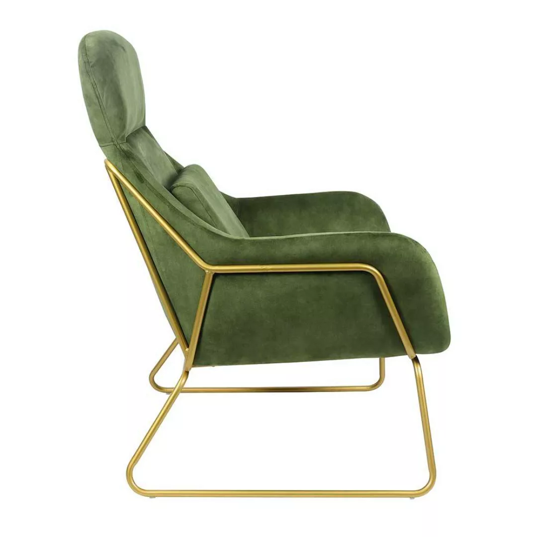 Lounge Einzelsessel aus Samtvelours Grün Metall Bügelgestell günstig online kaufen