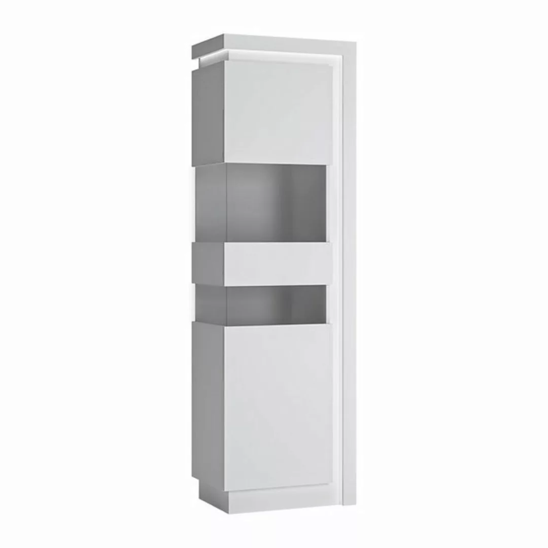 Lomadox Vitrine LYNDHURST-129 weiß Hochglanz mit LED Beleuchtung, 60/198,5/ günstig online kaufen