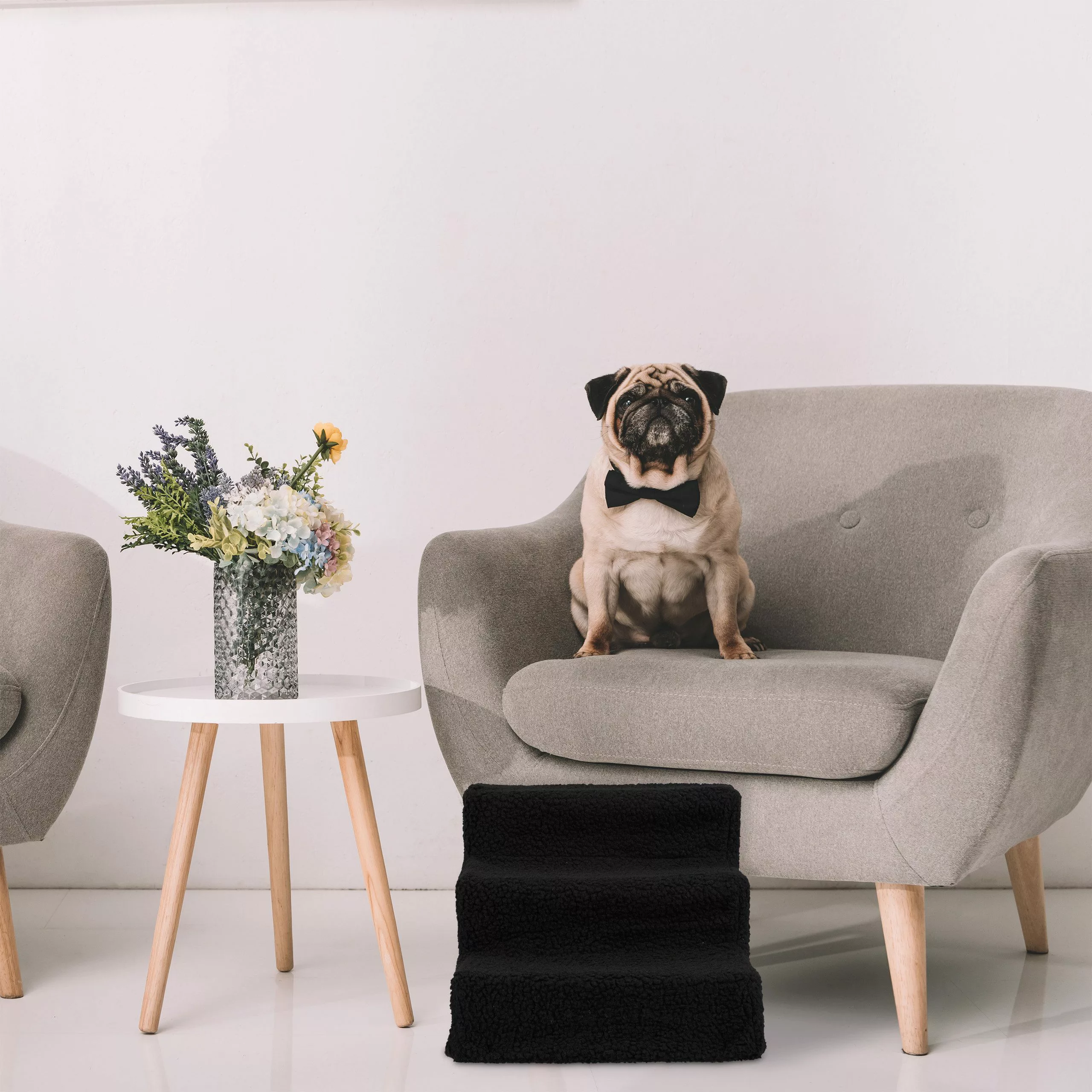 relaxdays Haustiertreppe Hundetreppe 3 Stufen, Schwarz günstig online kaufen