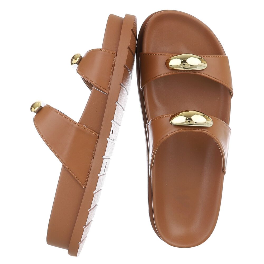 Ital-Design Bequeme Damen-Sandalen mit goldenen Details günstig online kaufen