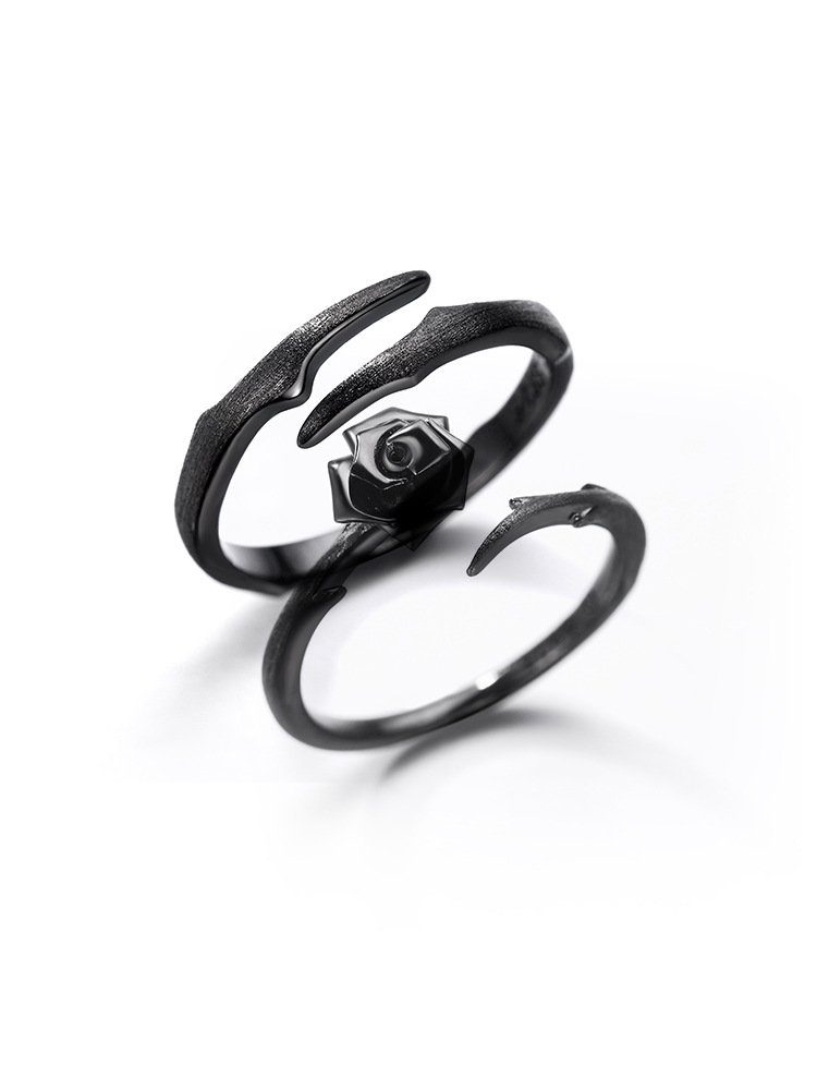 Eyecatcher Fingerring Schwarzes Ring Set Rose günstig online kaufen