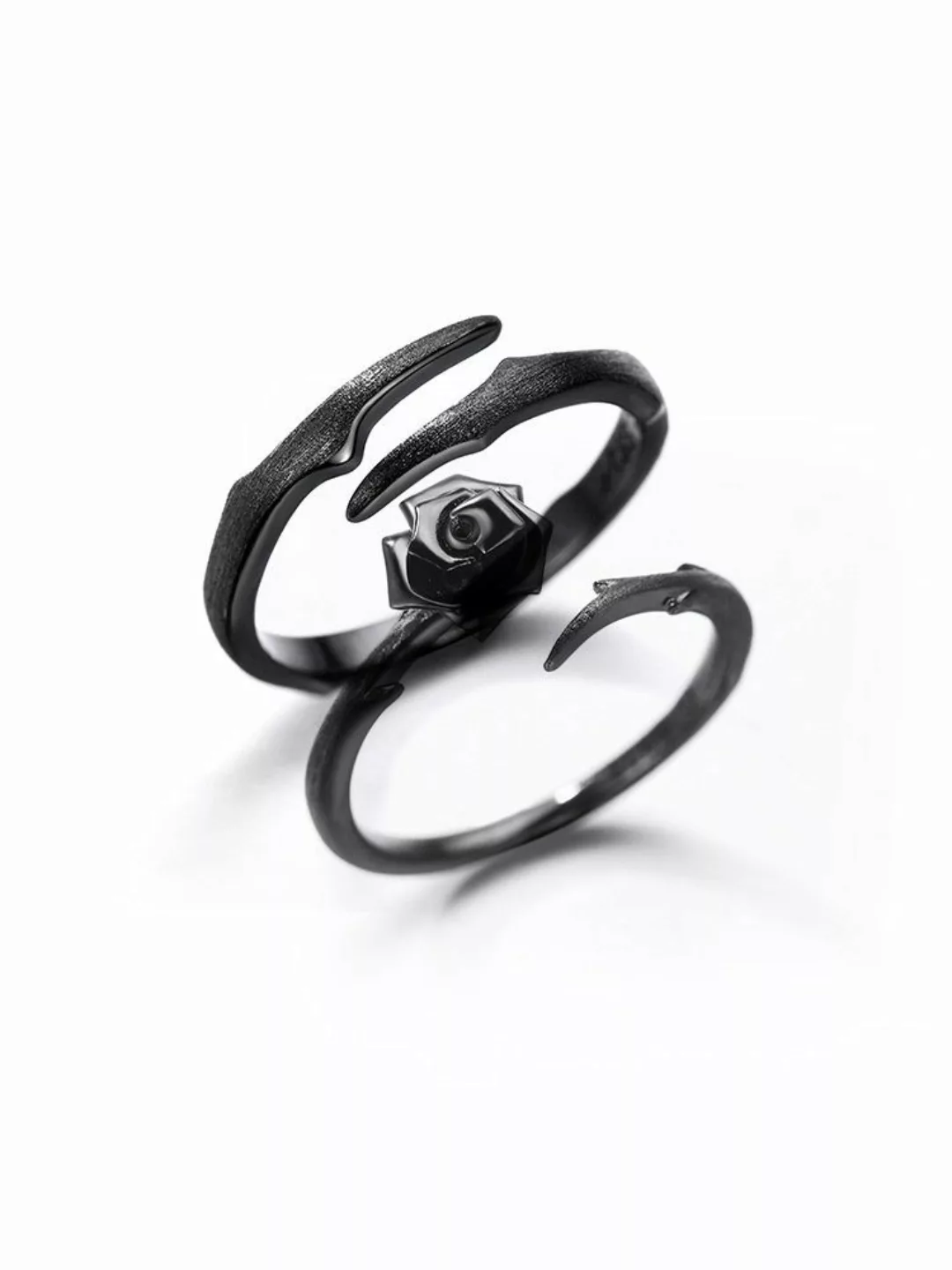 Eyecatcher Fingerring Schwarzes Ring Set Rose günstig online kaufen