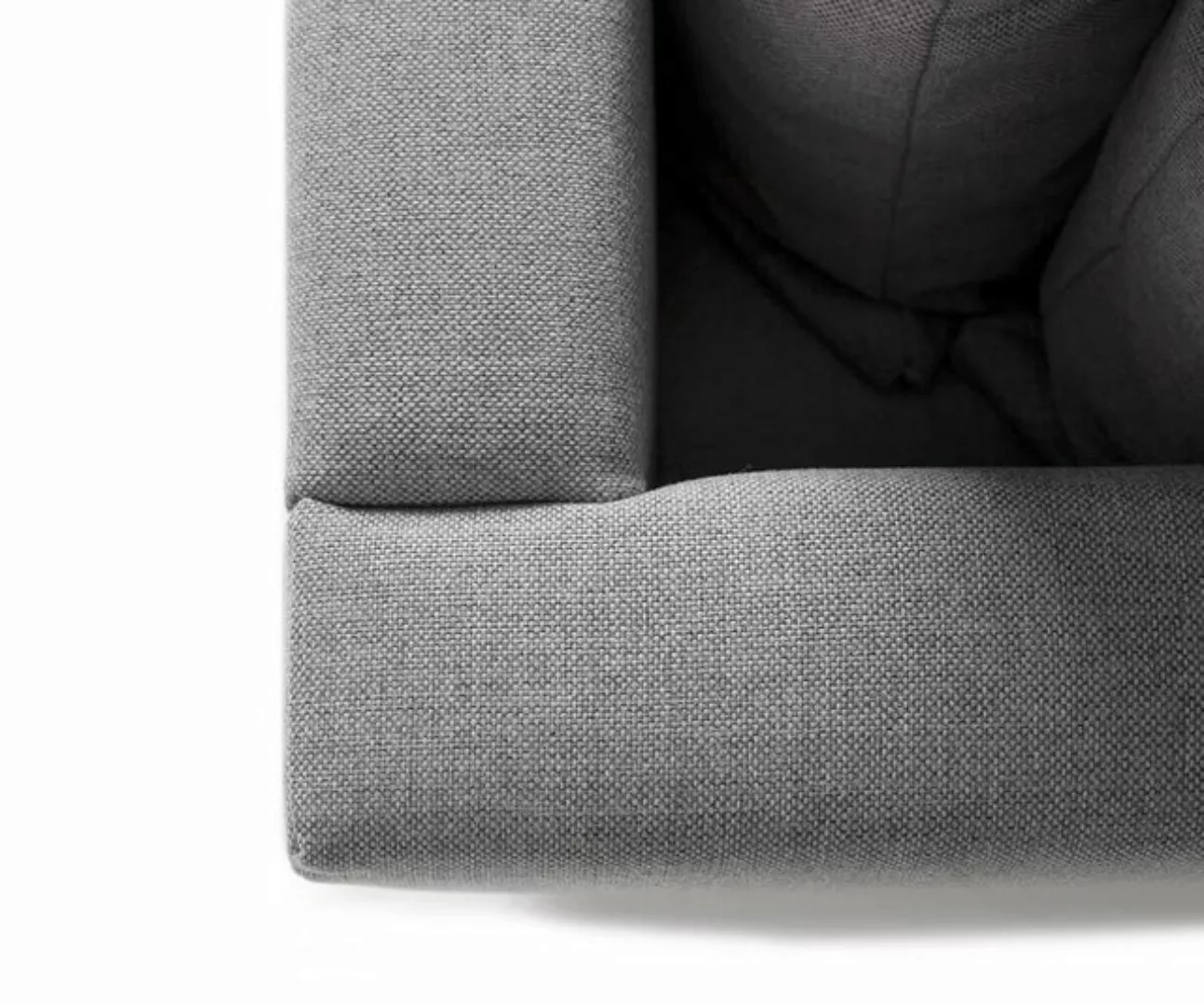 DELIFE Ecksofa Clovis, Grau Flachgewebe mit Hocker Ottomane Rechts Ecksofa günstig online kaufen