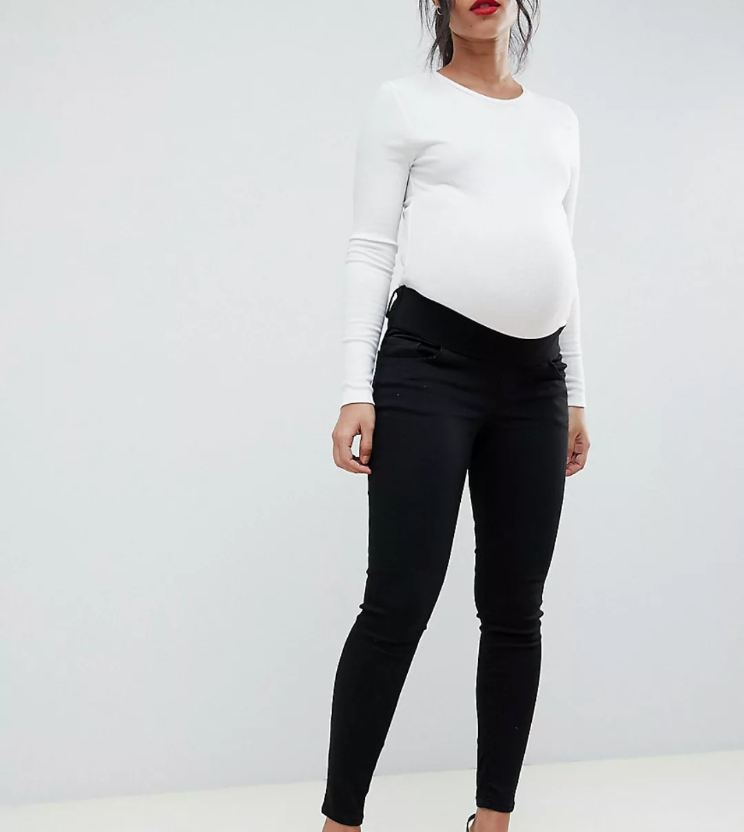 ASOS DESIGN Maternity – Ridley – Hochgeschnittene Skinny-Jeans in reinem Sc günstig online kaufen