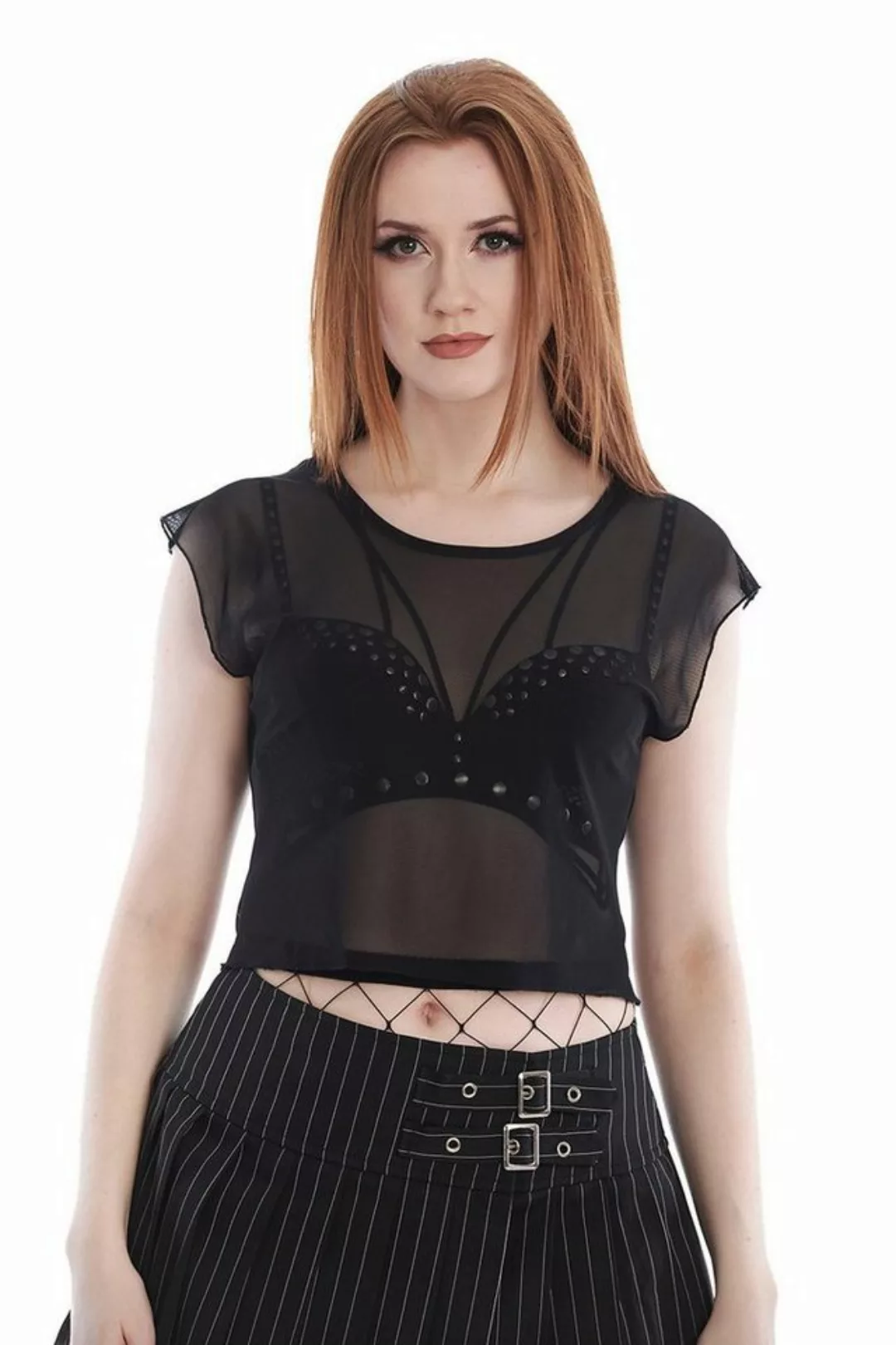 Banned Crop-Top Bauchfreies Oberteil Sinead Mesh Netz Bauchfrei günstig online kaufen