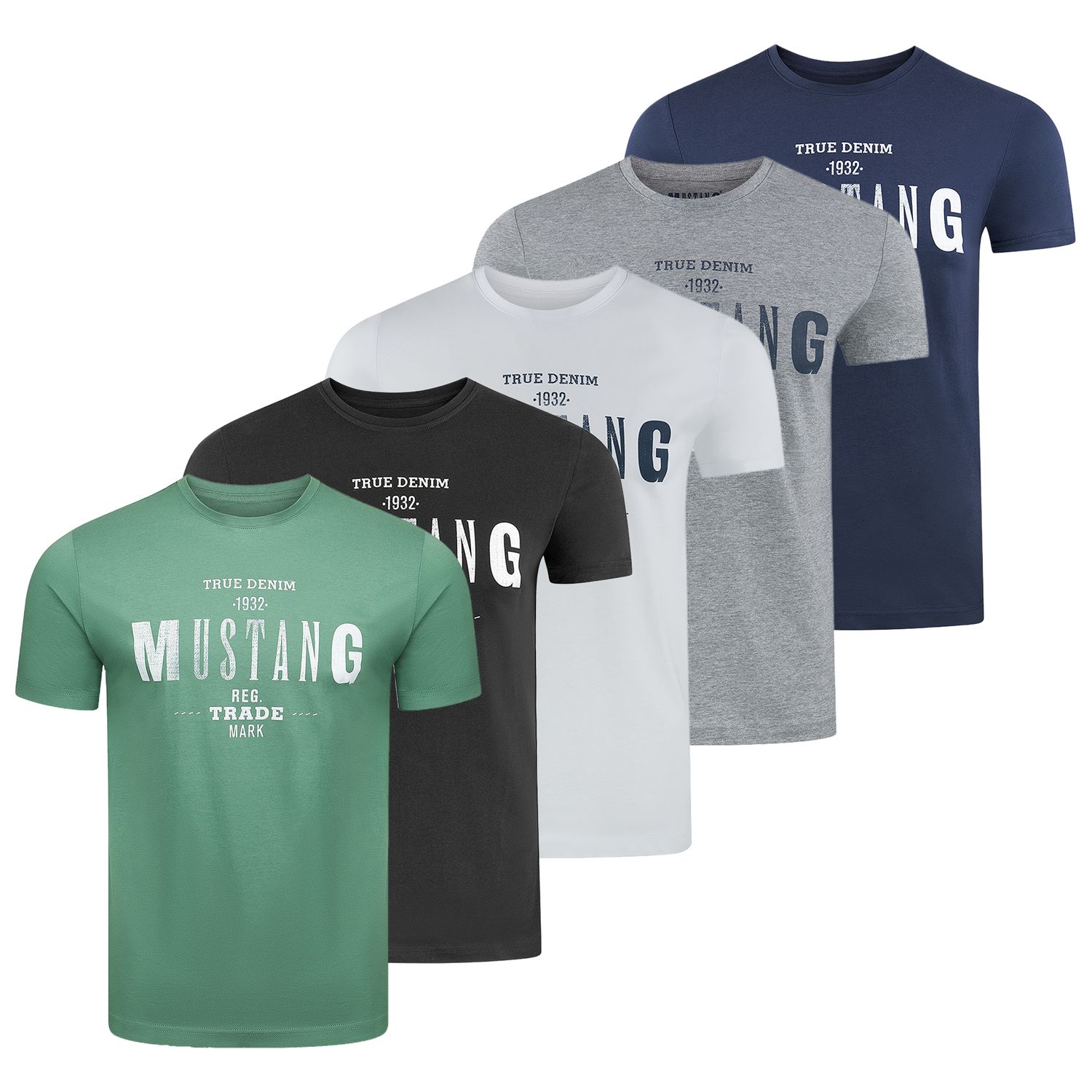 Mustang Herren T-Shirt Mustang Mehrfarbig Rundhals Regular Fit S bis 6XL 4e günstig online kaufen