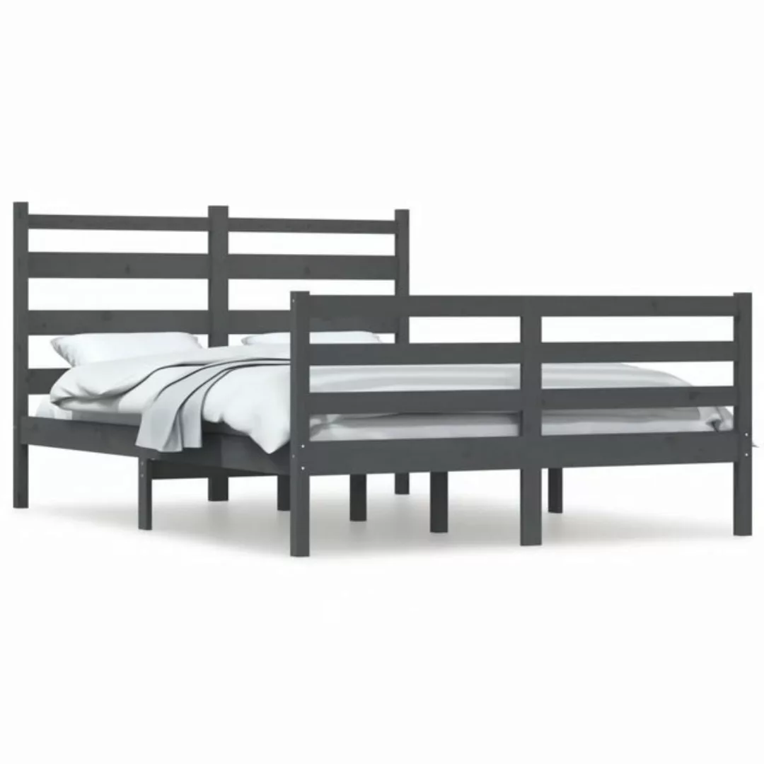 furnicato Bett Massivholzbett Kiefer 140x200 cm Grau günstig online kaufen