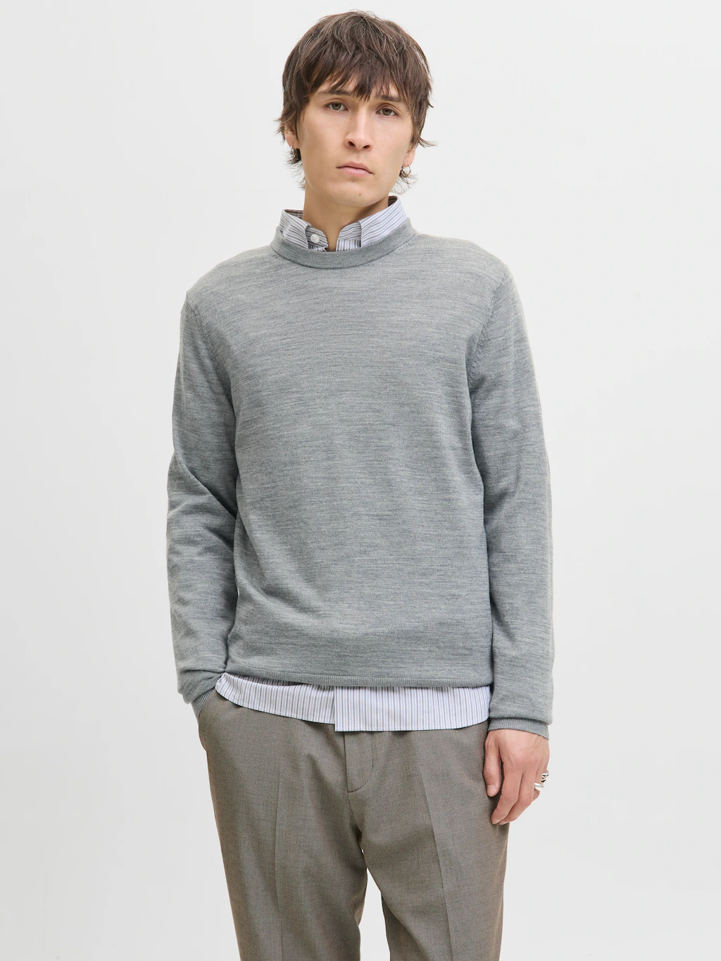 Jack & Jones Rundhalspullover "JPRBLAMARK MERINO KNIT CREW NECK LN" günstig online kaufen