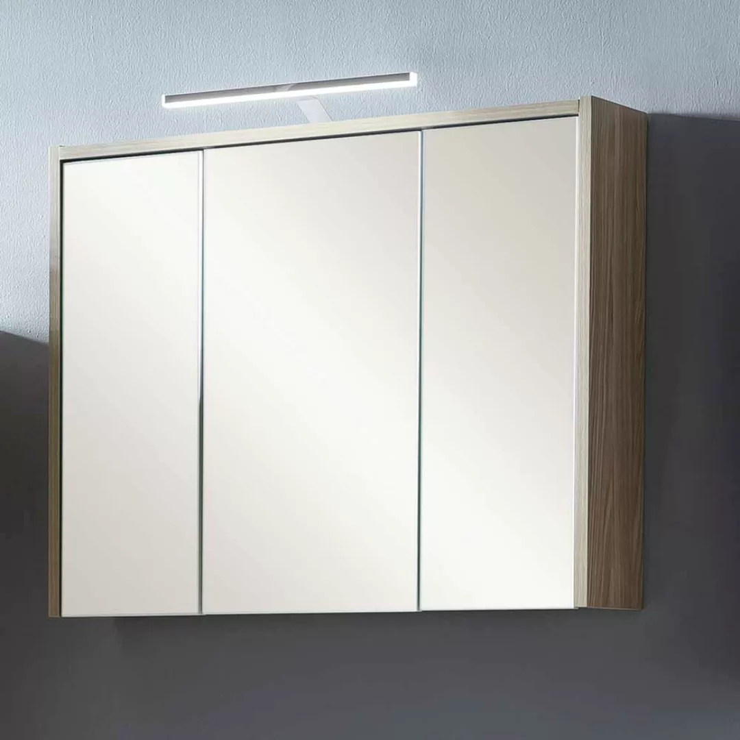 Badezimmer Spiegelschrank in Eiche hell 3 türig Made in Germany günstig online kaufen