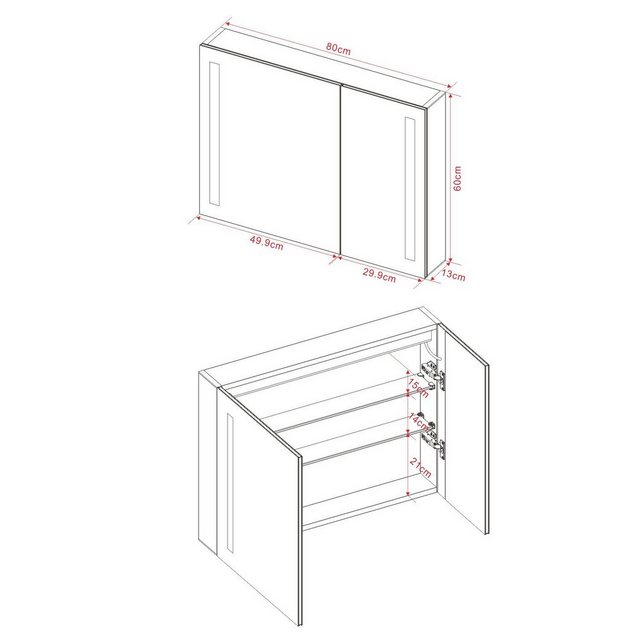 AQUALAVOS Spiegelschrank Spiegelschrank mit LED Kaltweiß Beleuchtung für Ba günstig online kaufen