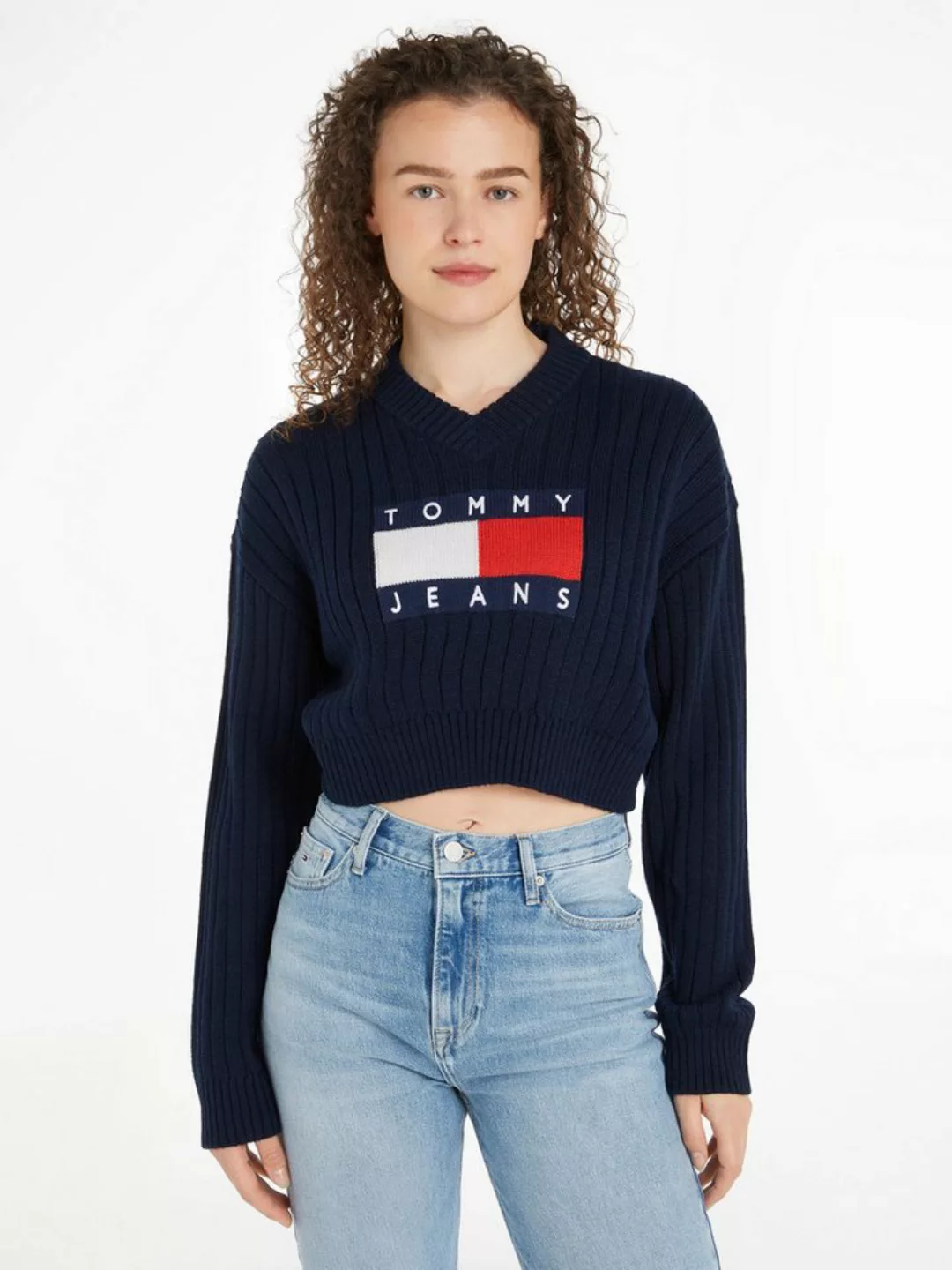 Tommy Jeans Strickpullover TJW VNCK CENTER FLAG SWEATER EXT mit Tommy Jeans günstig online kaufen