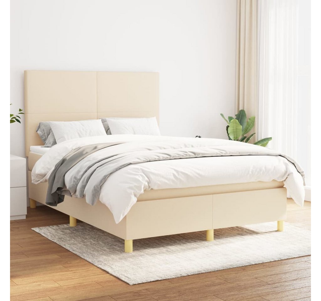 vidaXL Boxspringbett Boxspringbett mit Matratze Creme 140x190 cm Stoff Bett günstig online kaufen