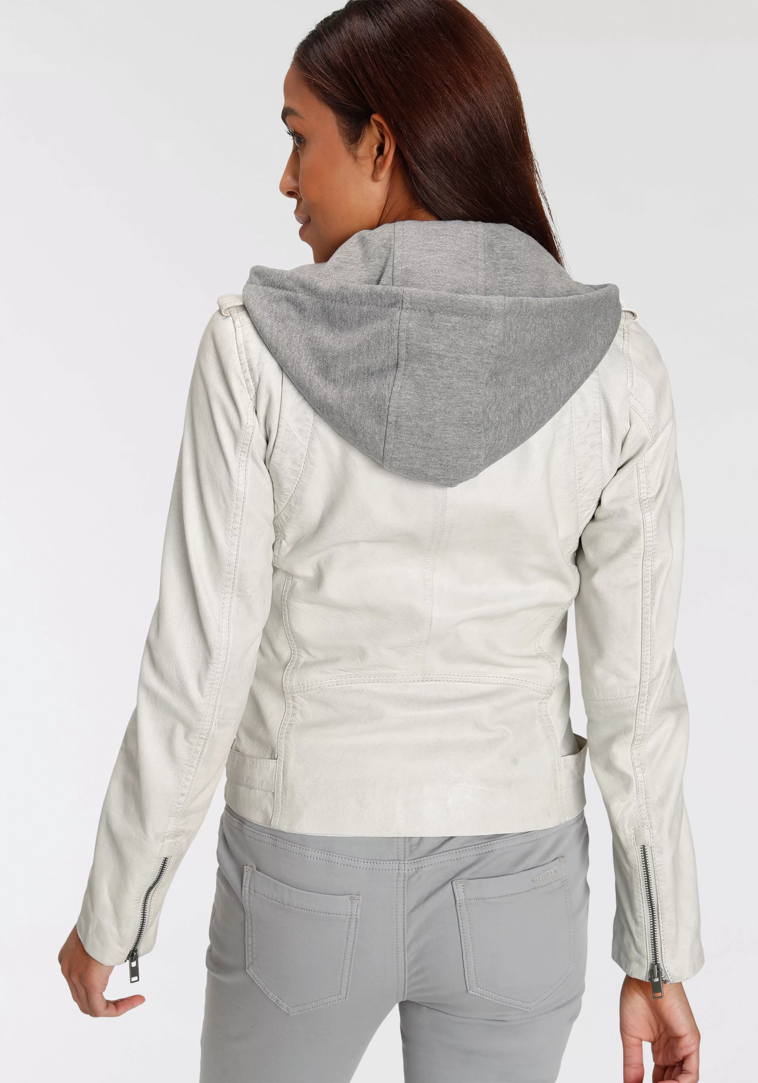 Maze Lederjacke "OT Gomera", mit Kapuze, mit Schulterklappen und Druckknöpf günstig online kaufen