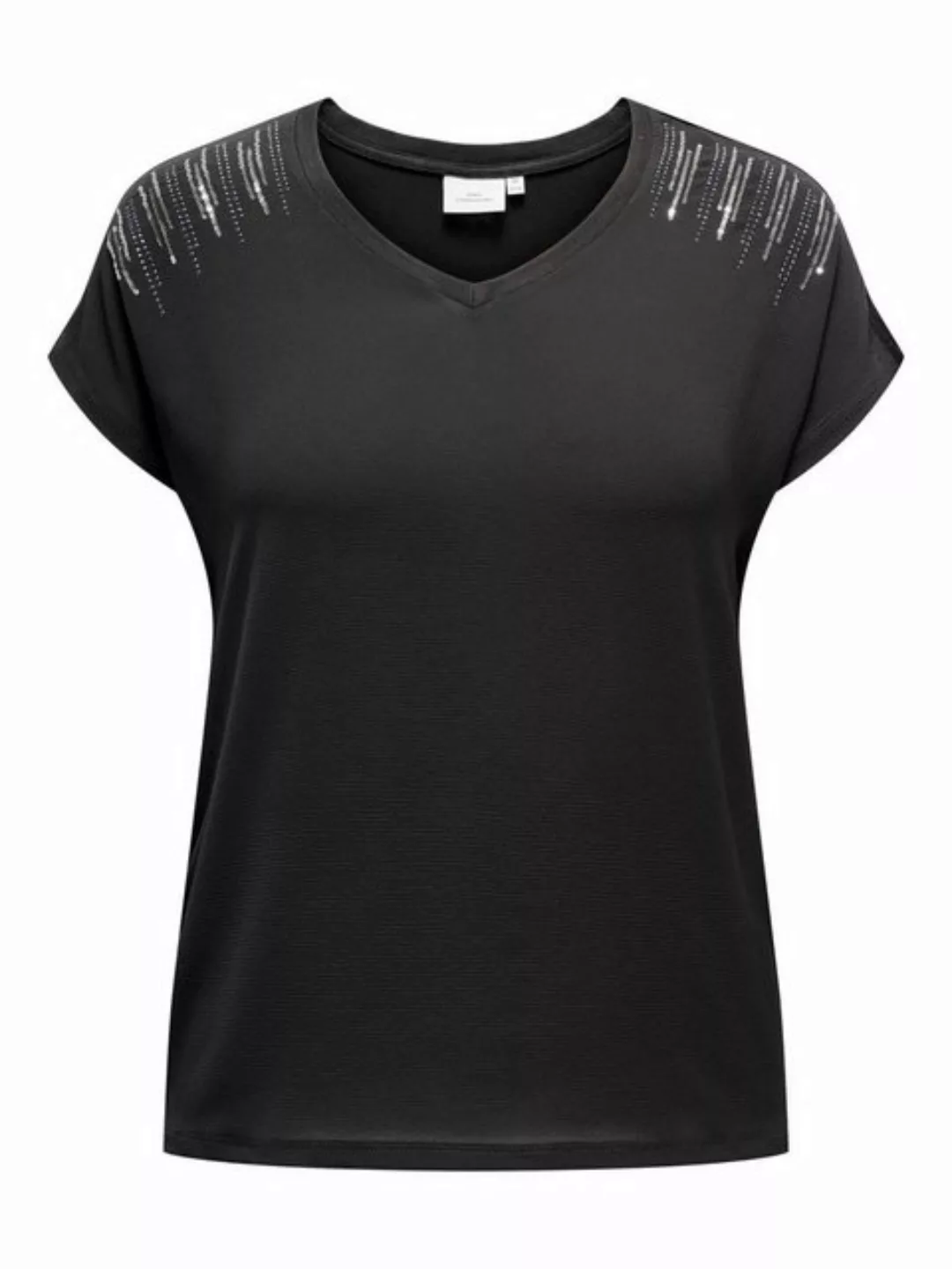 ONLY CARMAKOMA Shirttop Top V-Ausschnitt Kappenärmel elegantes Muster 8041 günstig online kaufen