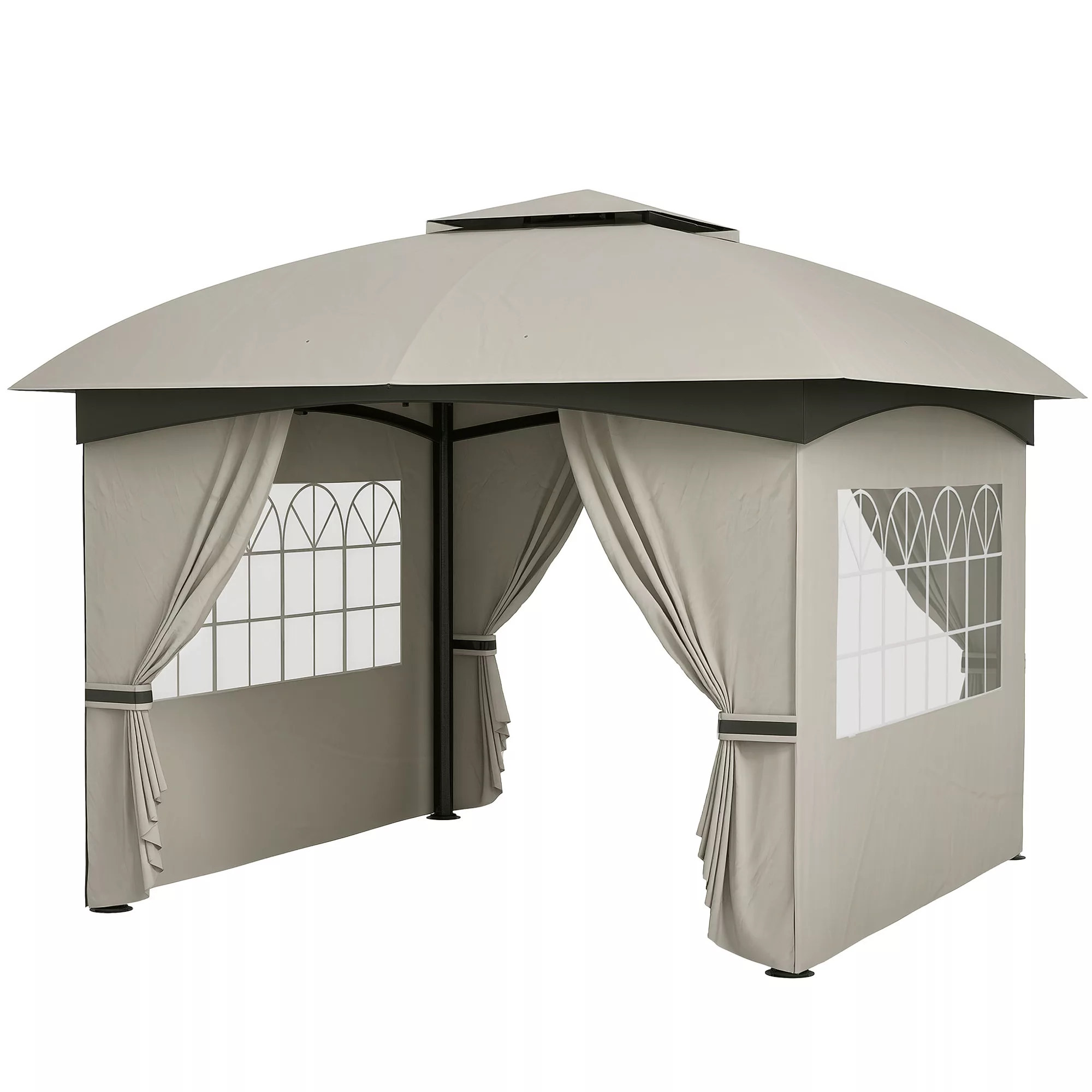 Outsunny Pavillon ca. 3,4x3,4 m wasserabweisend Gartenpavillon mit 4 Seiten günstig online kaufen