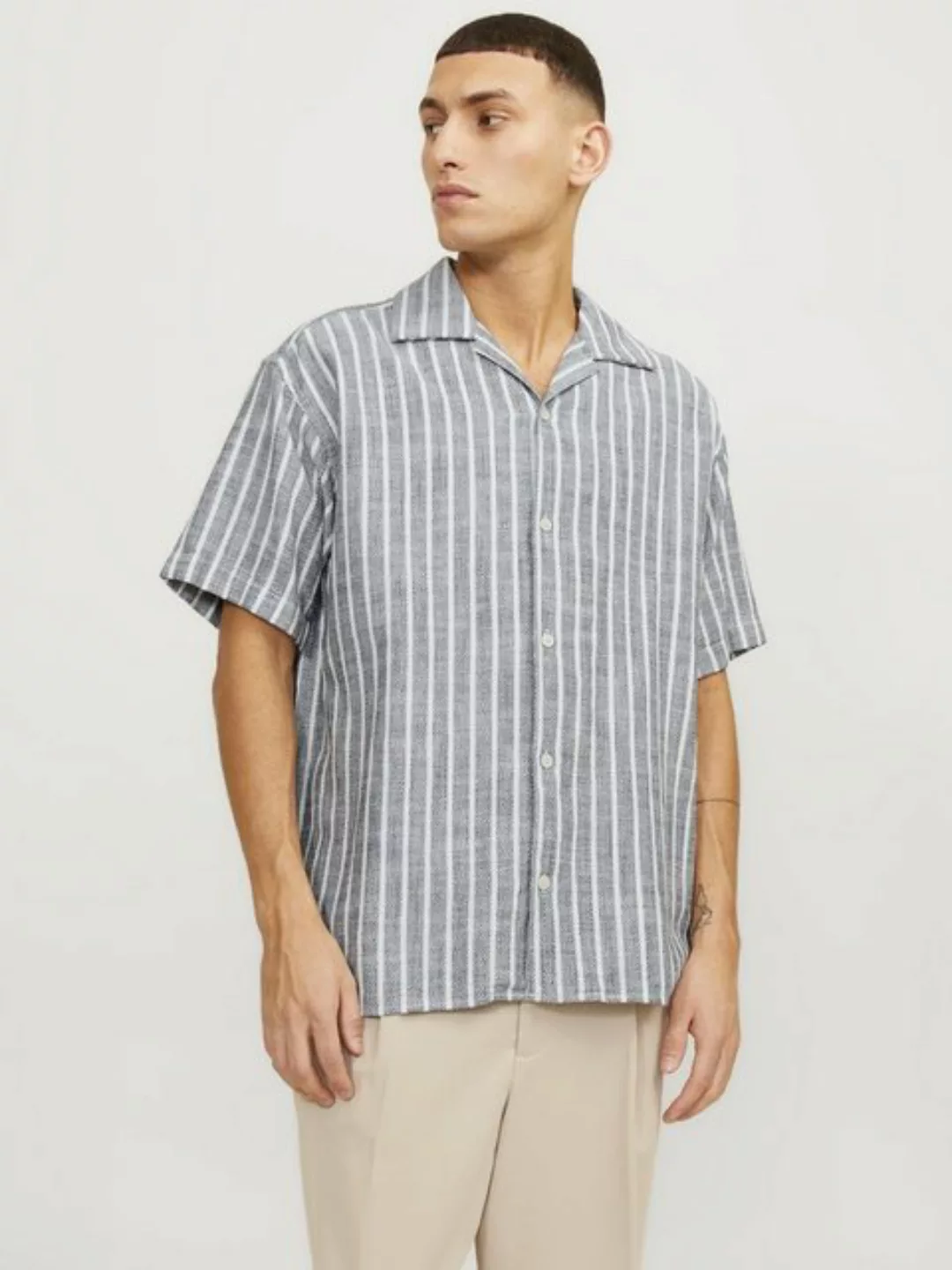 Jack & Jones Kurzarmhemd Hemd Kurzarm Locker geschnitten 7544 in Navy günstig online kaufen