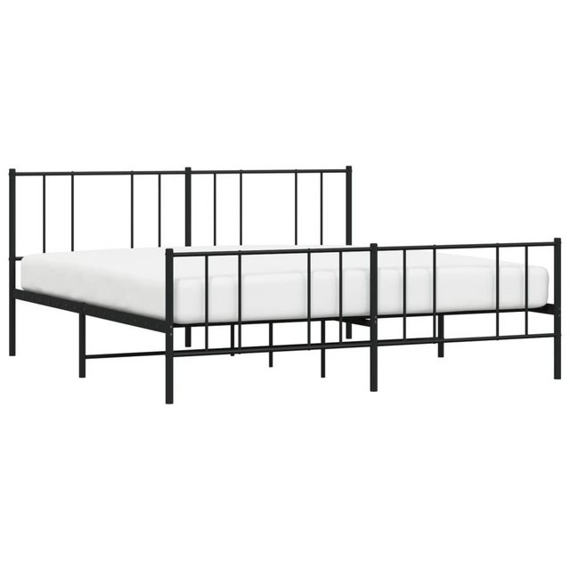 furnicato Bettgestell mit Kopf- und Fußteil Metall Schwarz 200x200 cm (1-tl günstig online kaufen