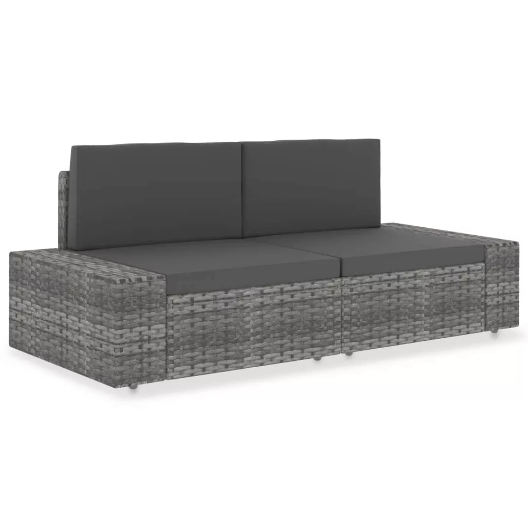 Modulares 2-sitzer-sofa Poly Rattan Grau günstig online kaufen