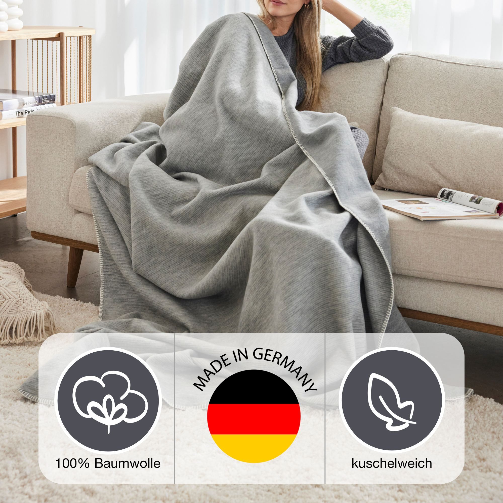 IBENA Wohndecke »Wohndecke Lausanne«, in schlichtem Melange-Look günstig online kaufen